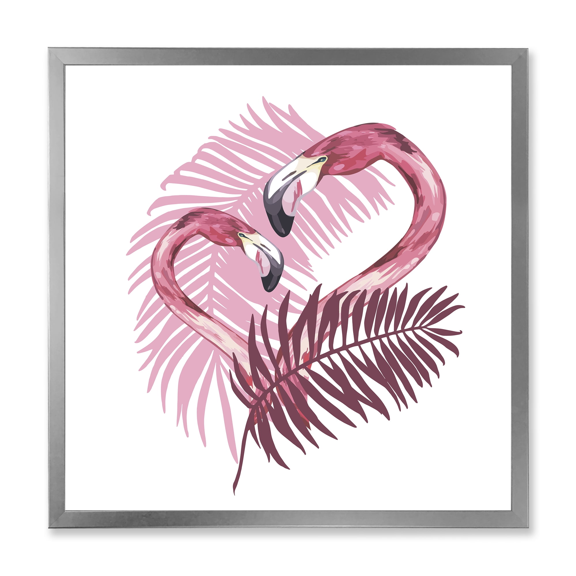 Designart 'Pink Flamingo In Tropical Summer I' Traditional Framed Art Print