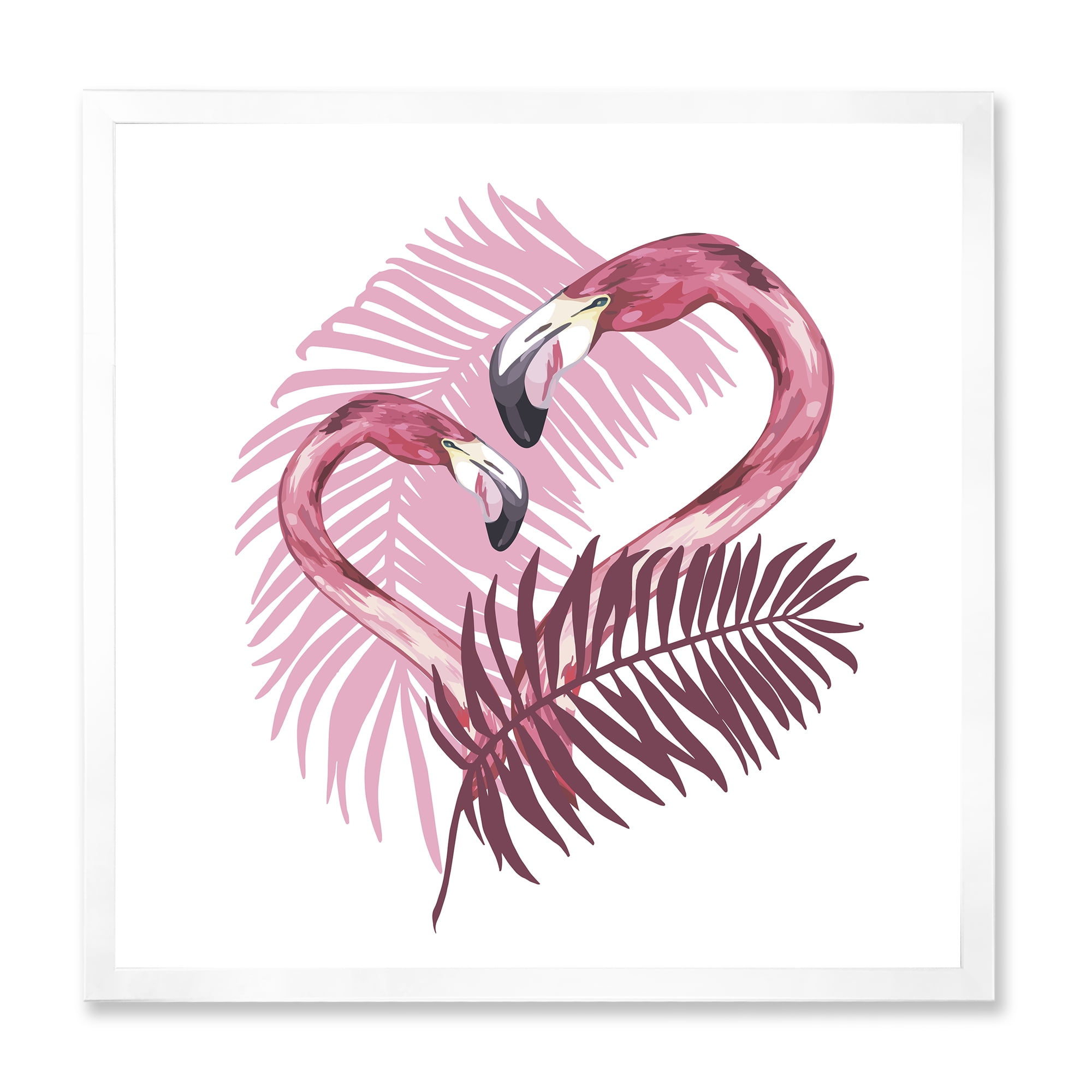 Designart 'Pink Flamingo In Tropical Summer I' Traditional Framed Art Print
