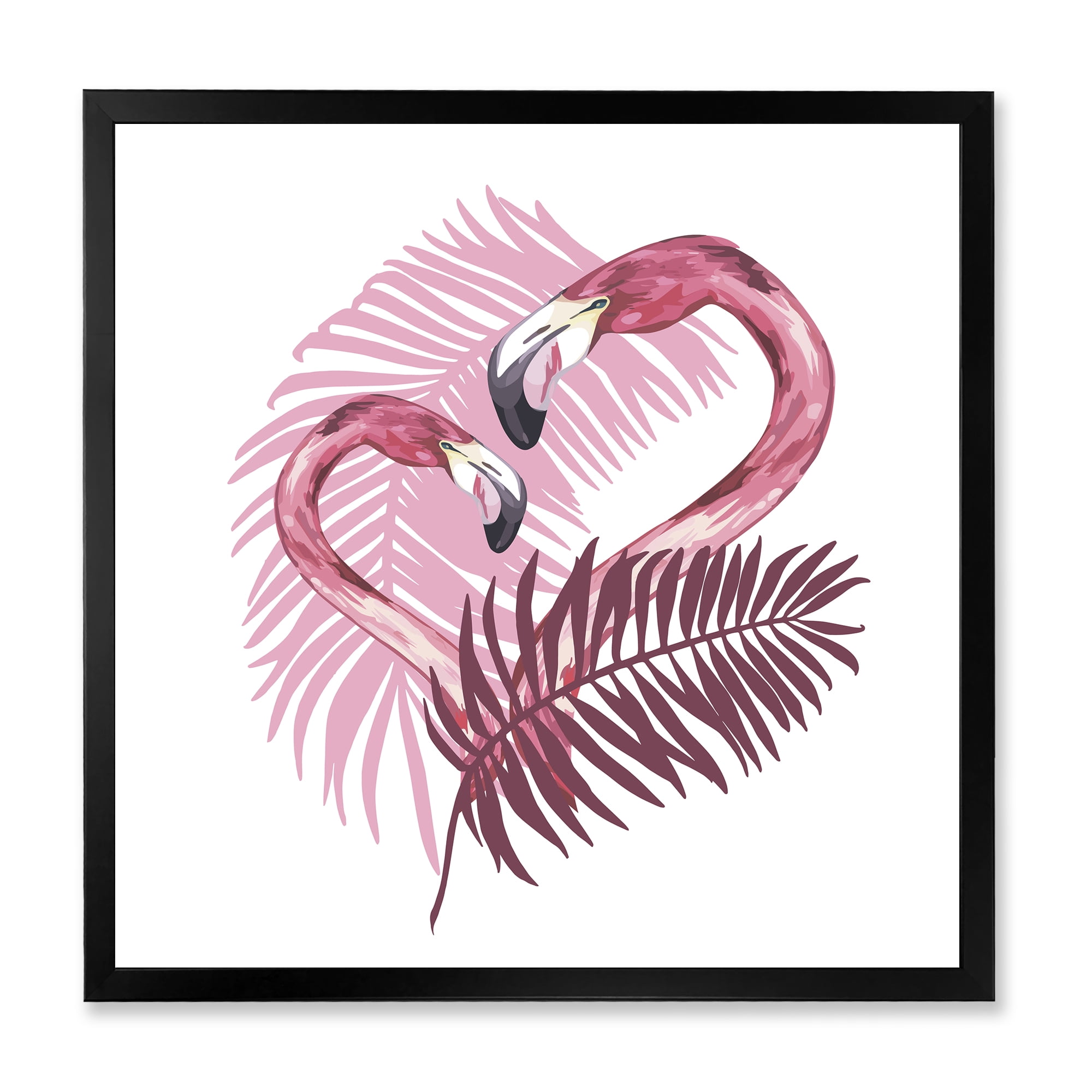 Designart 'Pink Flamingo In Tropical Summer II' Tropical Framed Art Print