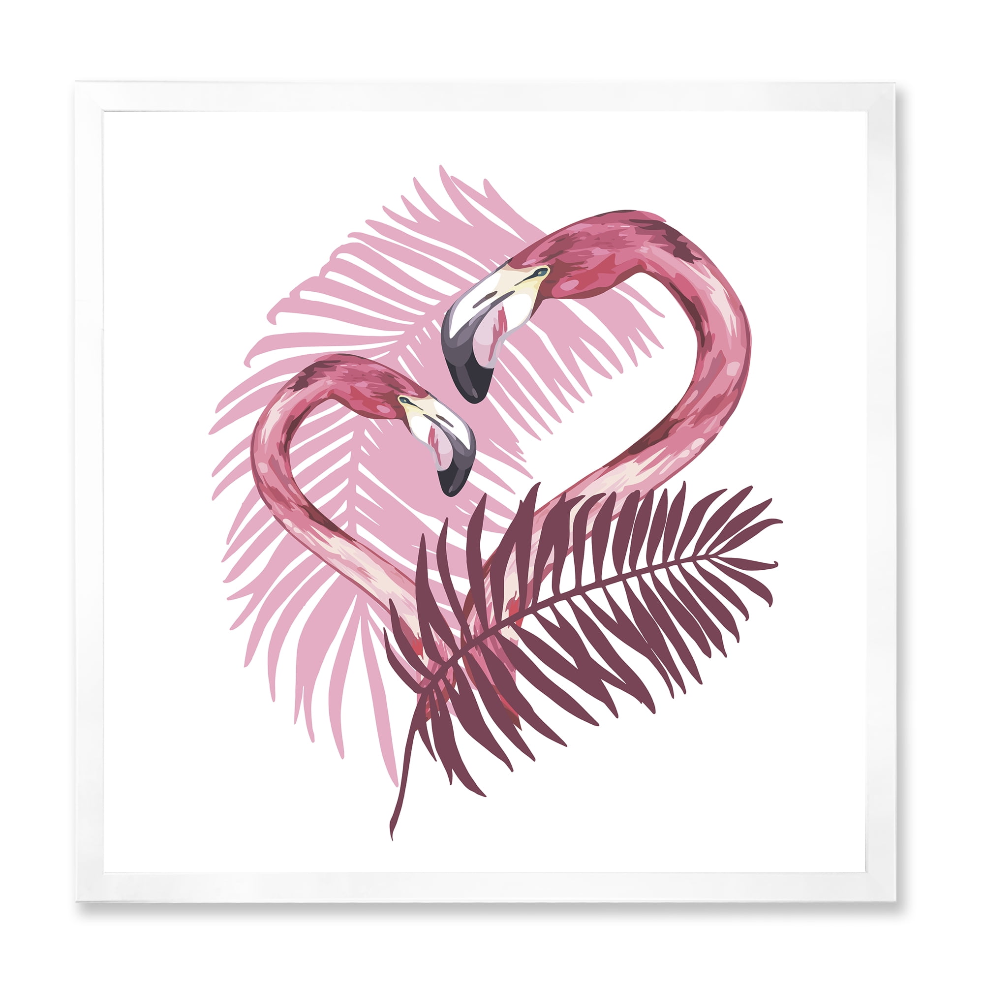 Designart 'Pink Flamingo In Tropical Summer II' Tropical Framed Art Print