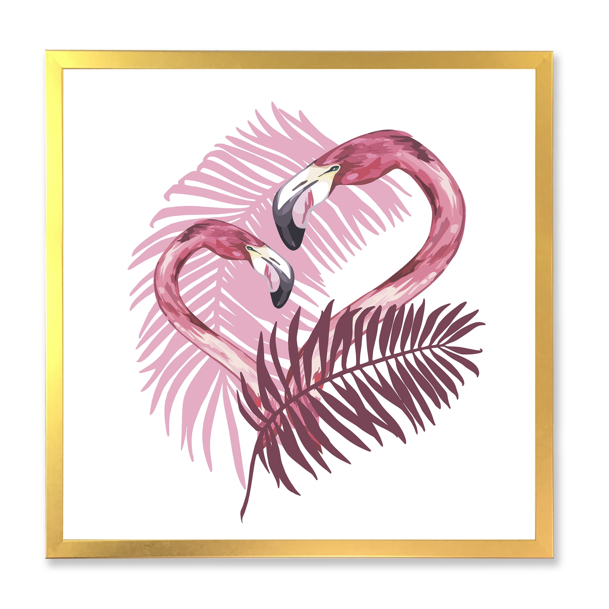 Designart 'Pink Flamingo In Tropical Summer II' Tropical Framed Art Print