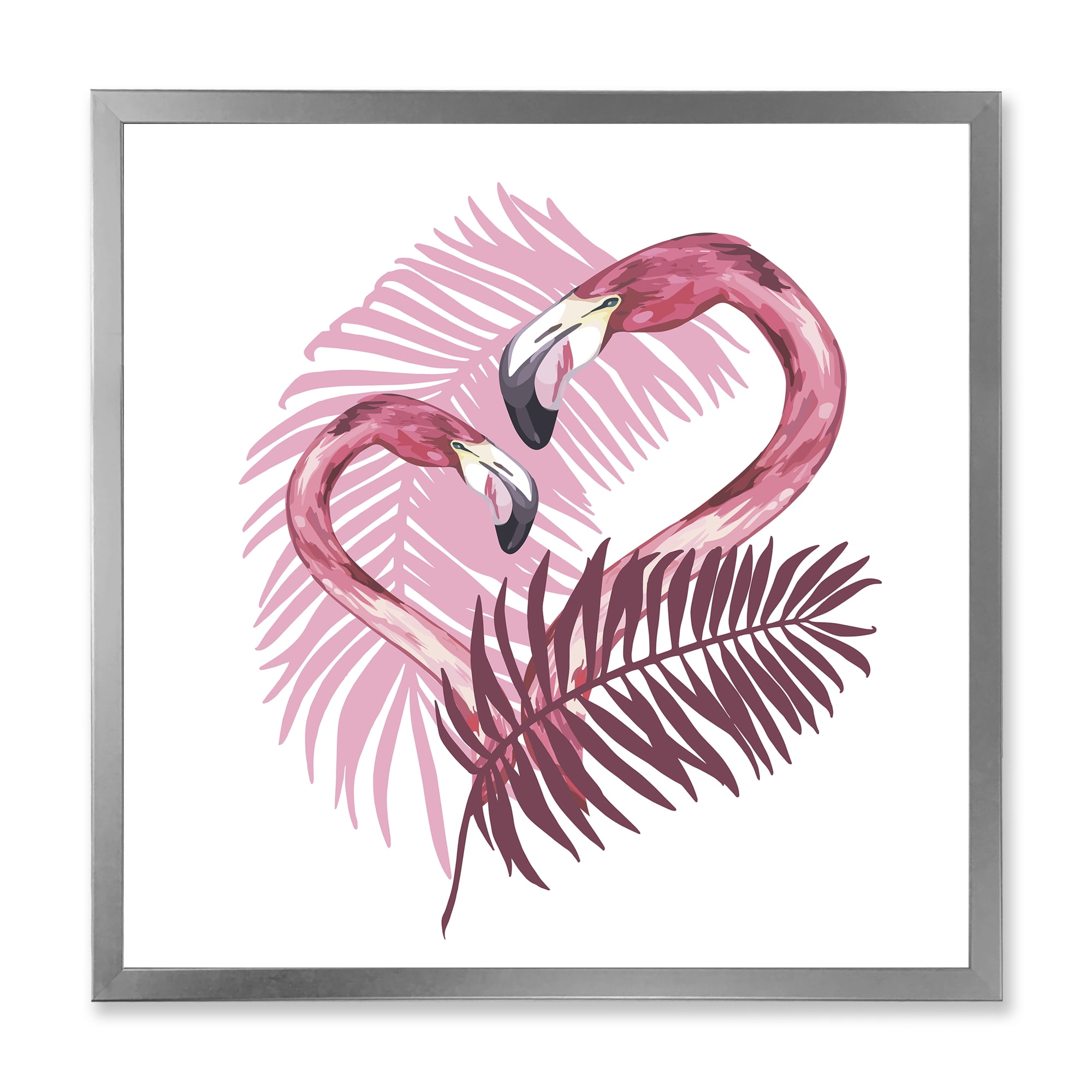 Designart 'Pink Flamingo In Tropical Summer II' Tropical Framed Art Print
