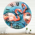 thumbnail image 1 of Designart 'Pink Flamingos In Blue Water I' Farmhouse Wall Clock, 1 of 5