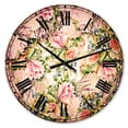 thumbnail image 1 of Designart 'Pink Flower Pattern on White' Traditional wall clock, 1 of 3