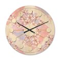 thumbnail image 1 of Designart 'Pink Flower Retro Pattern I' Mid-Century Modern Wood Wall Clock, 1 of 5