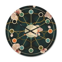 Designart 'Pink Flower Retro Pattern II' Mid-Century Modern Wood Wall Clock
