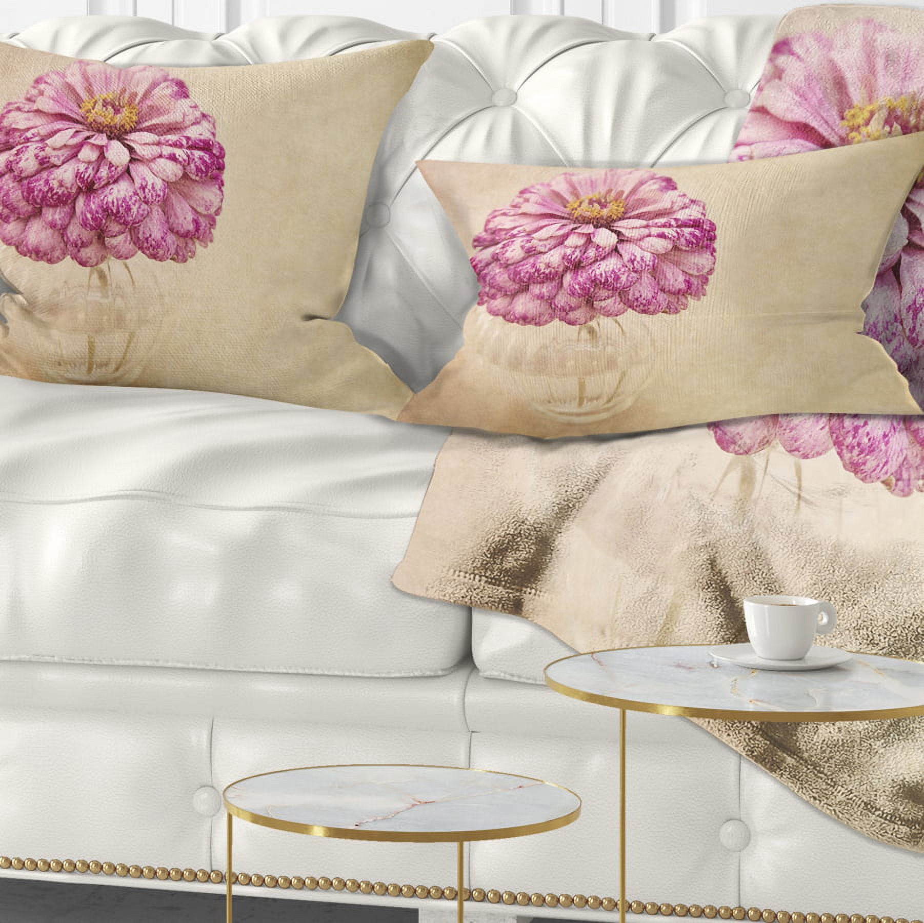 Designart Pink Flower in Vase Watercolor - Floral Throw Pillow - 12x20
