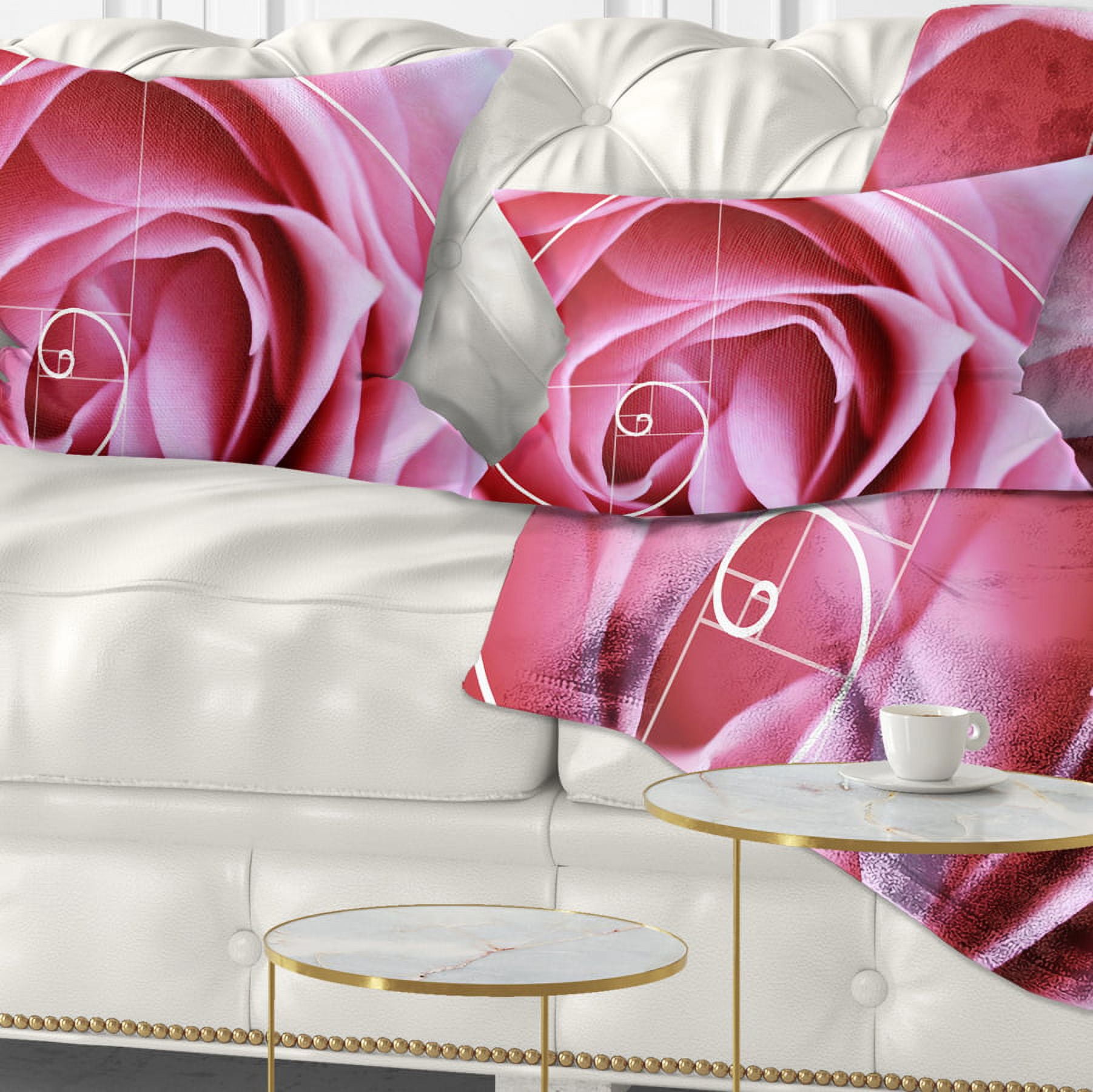 Designart Pink Flower with Spiral Arrangement - Floral Throw Pillow - 12x20