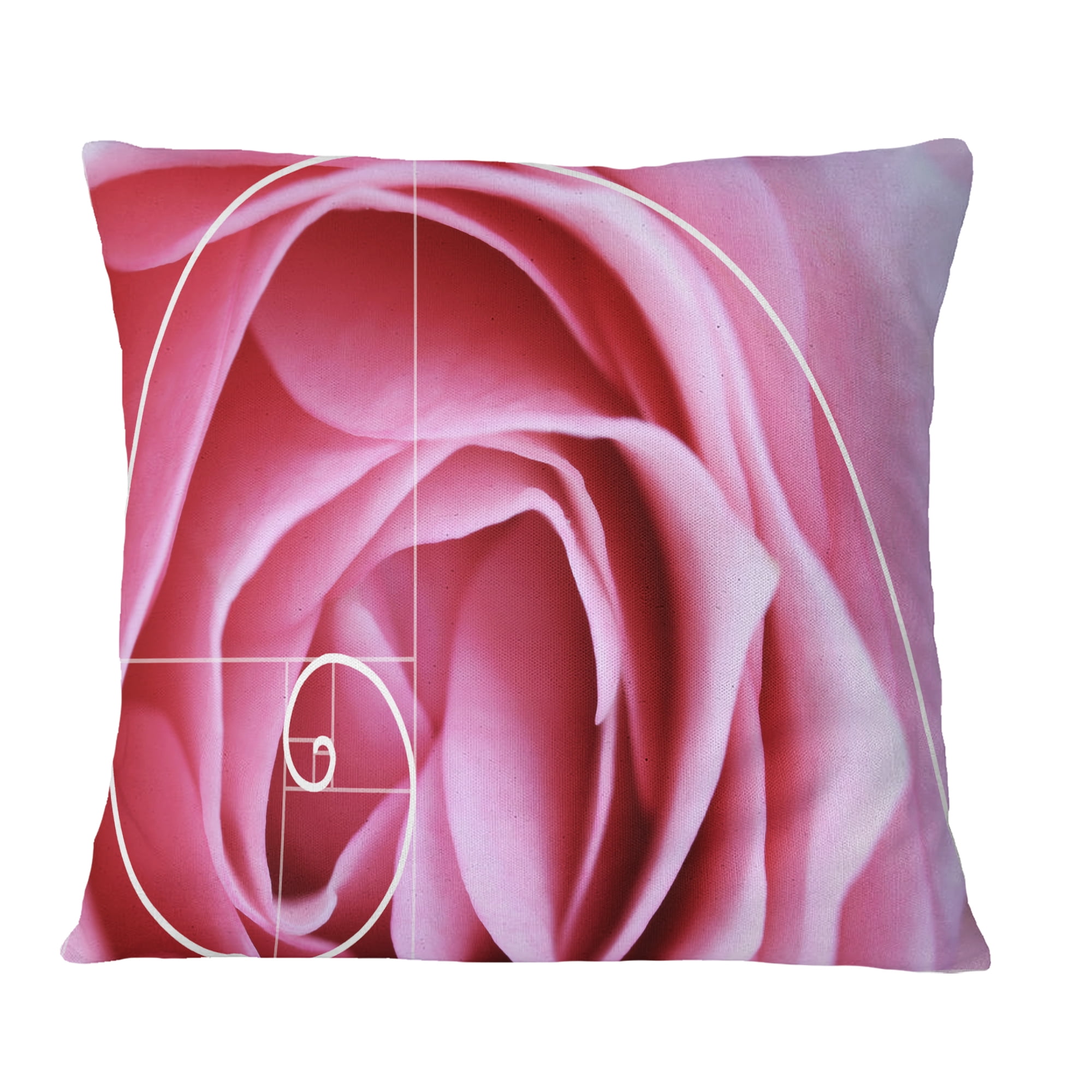 Designart Pink Flower with Spiral Arrangement - Floral Throw Pillow - 16x16