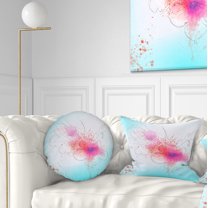 Designart Pink Flowers Illustration Watercolor - Floral Throw Pillow - 12x20