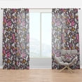thumbnail image 1 of Designart 'Pink Flowers With Little Rabbit KawaII' Floral Curtain Panel, 1 of 4