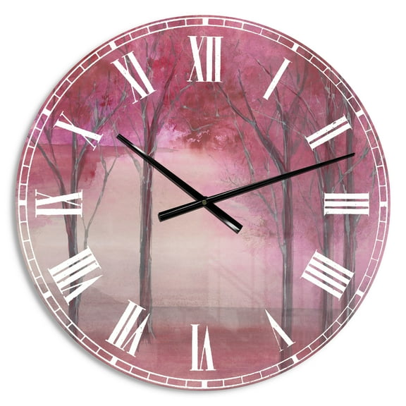 Designart 'Pink Forest' Farmhouse wall clock