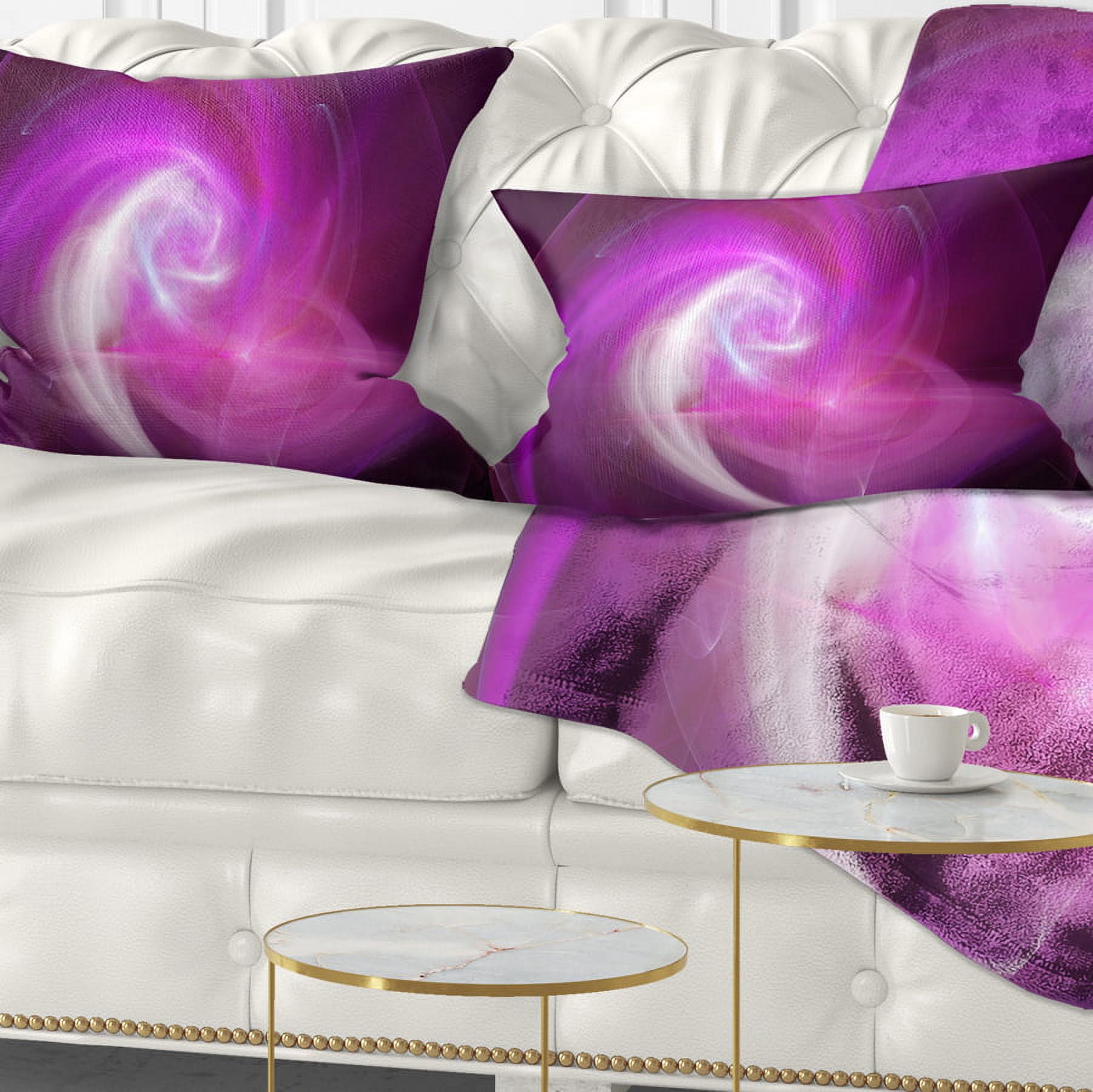 Designart Pink Fractal Abstract Illustration - Abstract Throw Pillow - 12x20