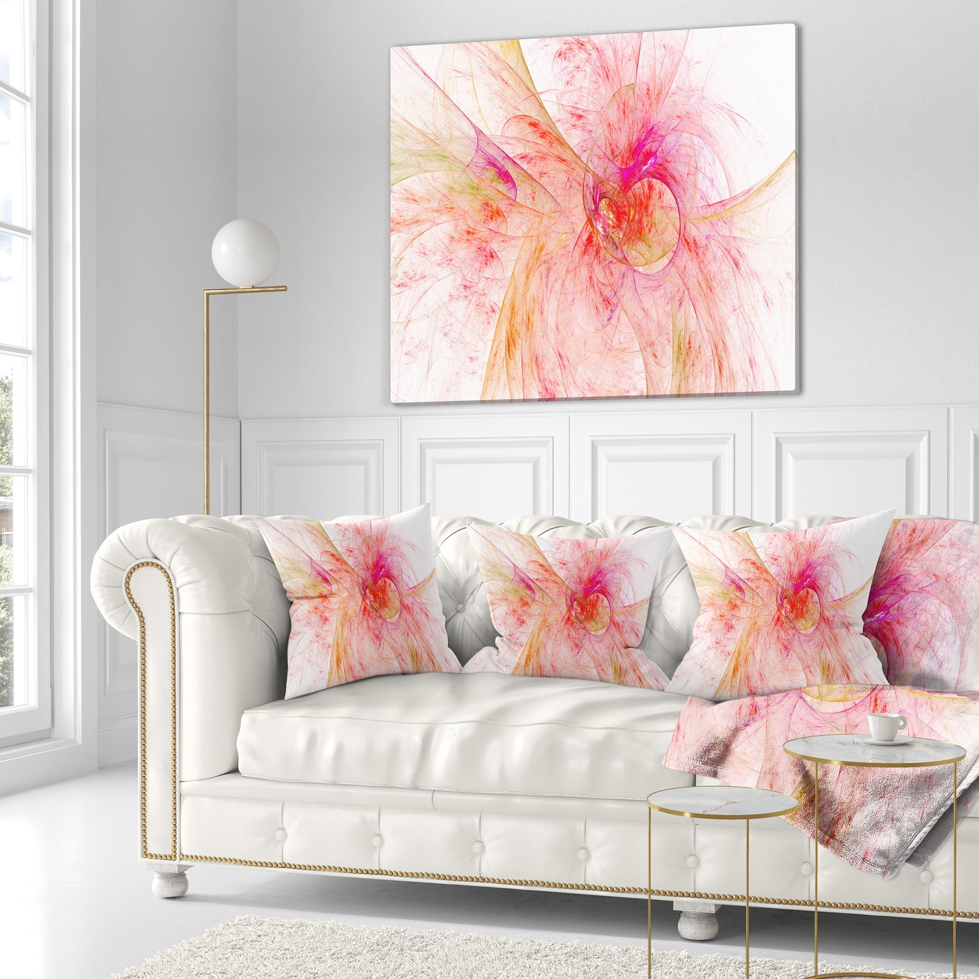 Designart Pink Fractal Abstract Illustration - Abstract Throw Pillow - 16x16