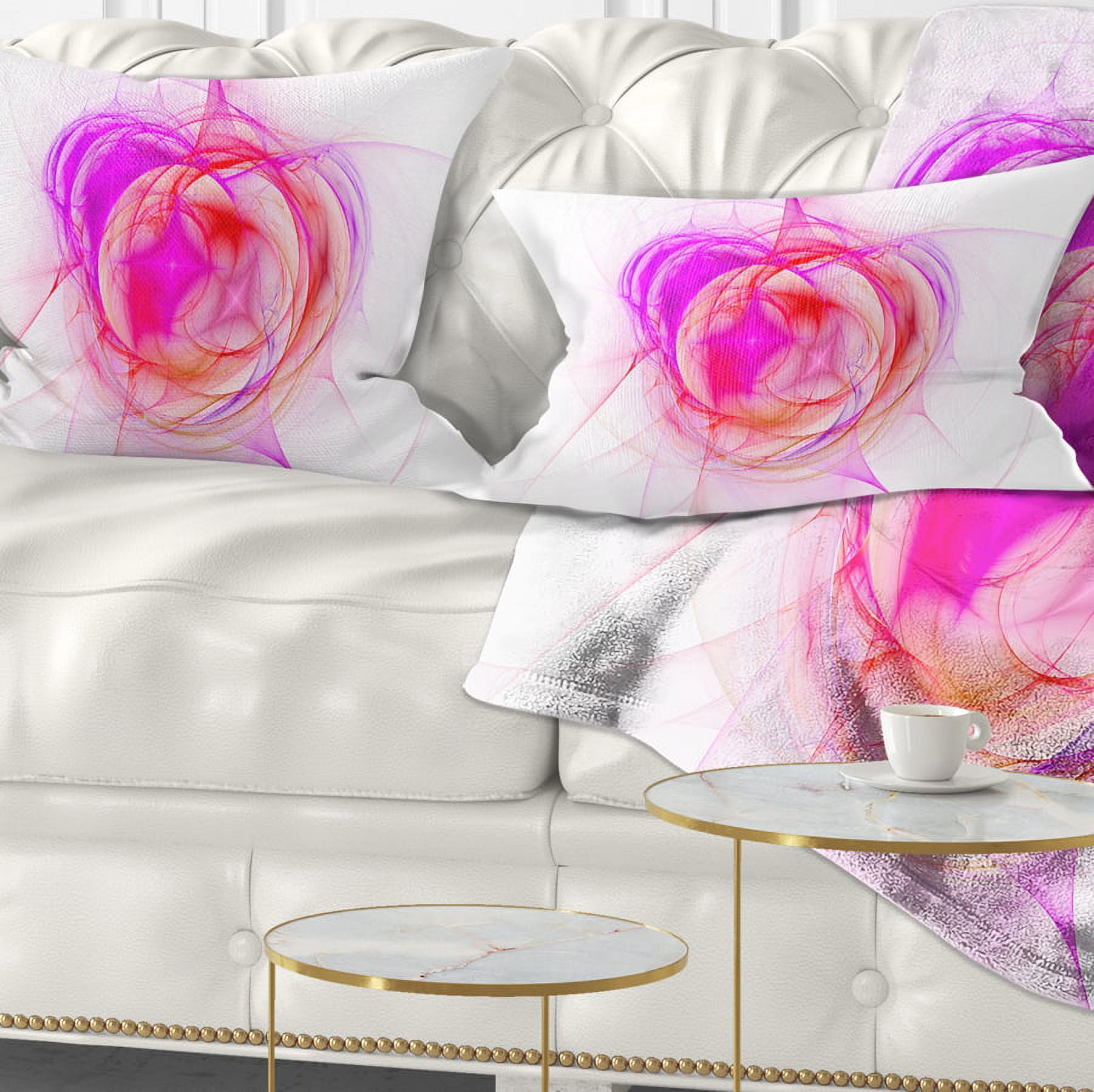 Designart Pink Fractal Explosion Supernova - Abstract Throw Pillow - 12x20