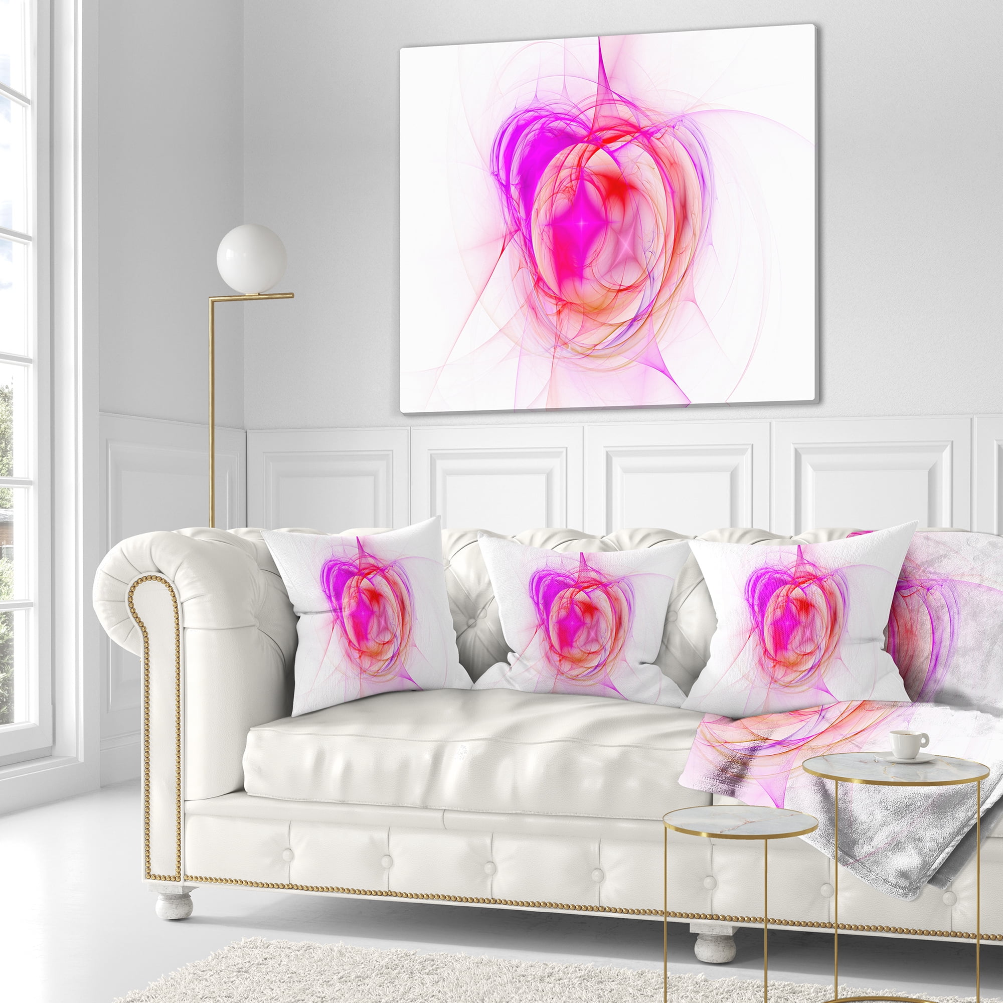 Designart Pink Fractal Explosion Supernova - Abstract Throw Pillow - 18x18