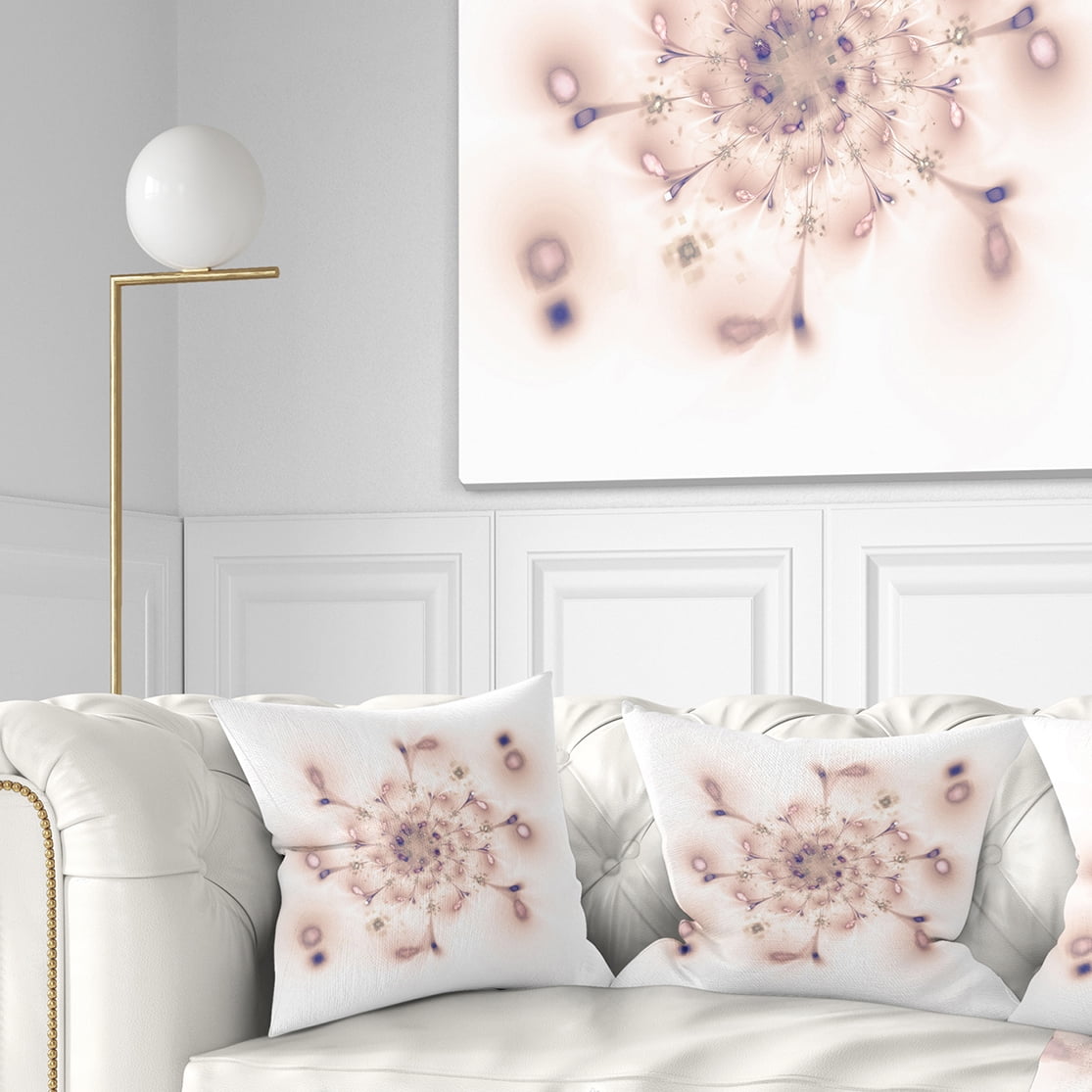 Designart Pink Fractal Flower with Abstract Petals - Floral Throw Pillow - 18x18