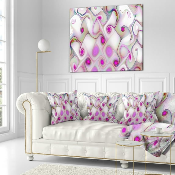 Designart Pink Fractal Pattern with Swirls - Abstract Throw Pillow - 18x18