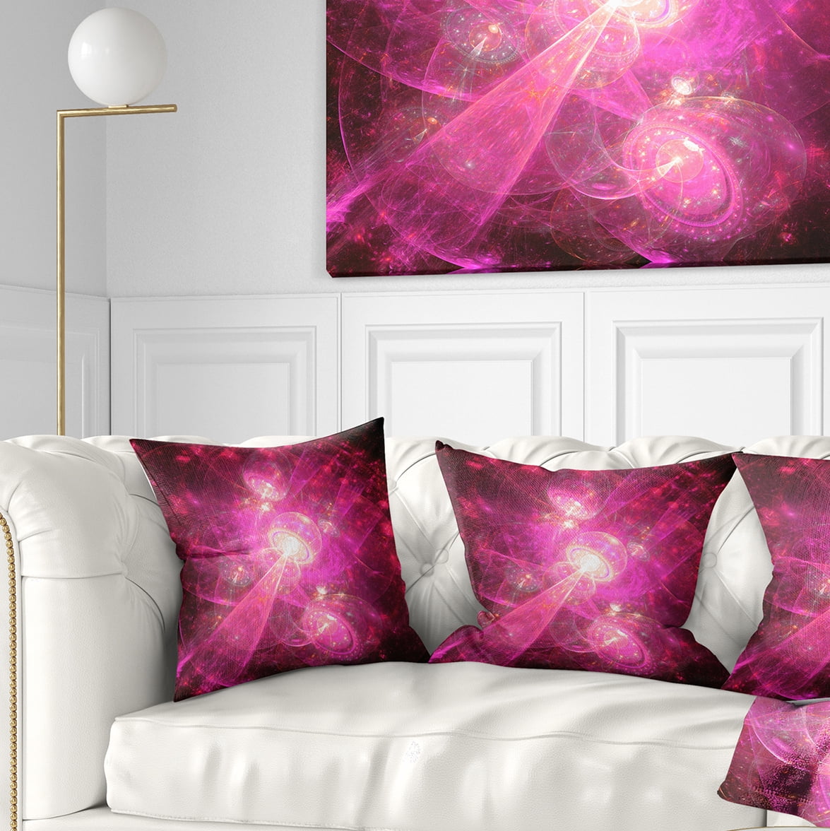 Designart Pink Fractal Space Theme - Abstract Throw Pillow - 18x18
