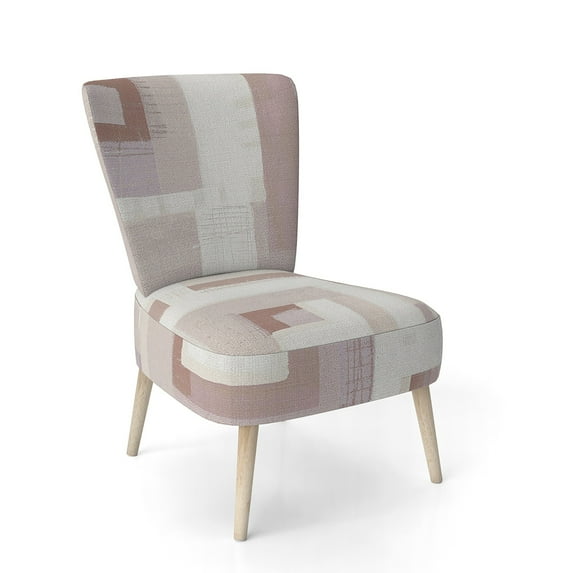 Designart "Pink Geometric Form Windows II" Upholstered Transitional Accent Chair - Arm Chair