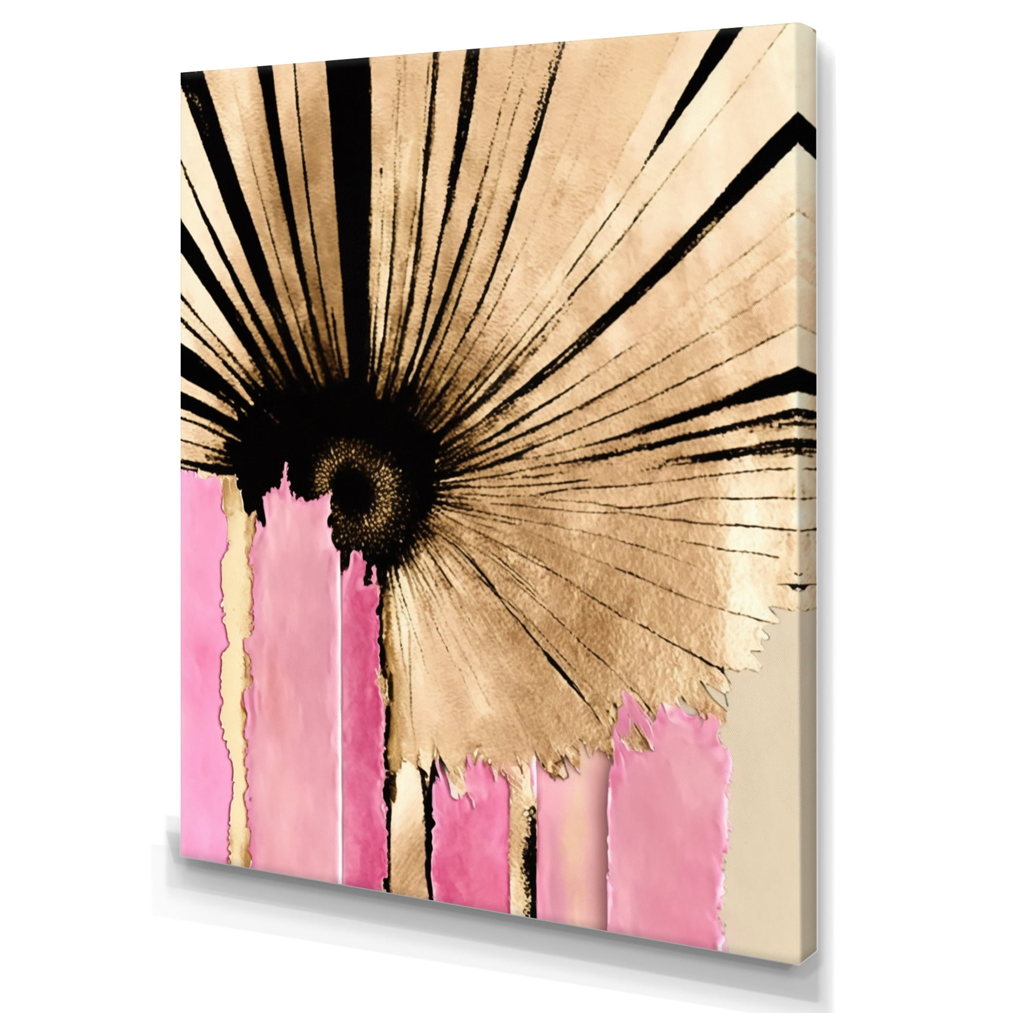 Designart Pink Gerbera Flower On Abstract Fusion I Canvas Wall Art