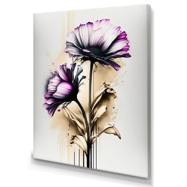 Designart Pink Gerbera Flower On Abstract Fusion III Canvas Wall Art