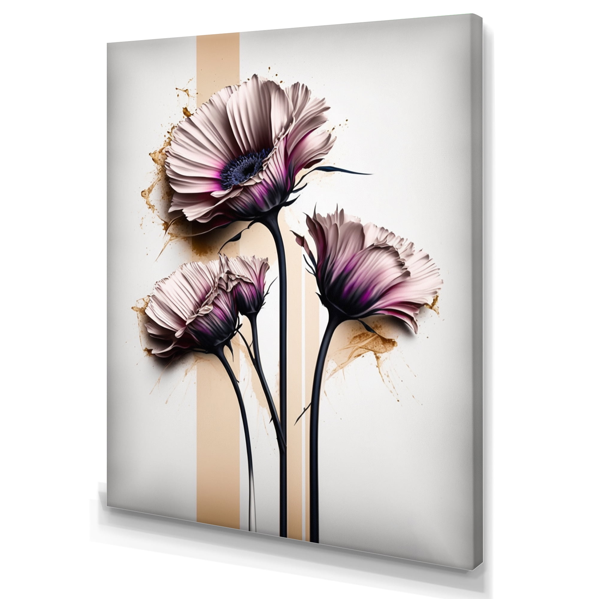 Designart Pink Gerbera Flower On Abstract Fusion V Canvas Wall Art