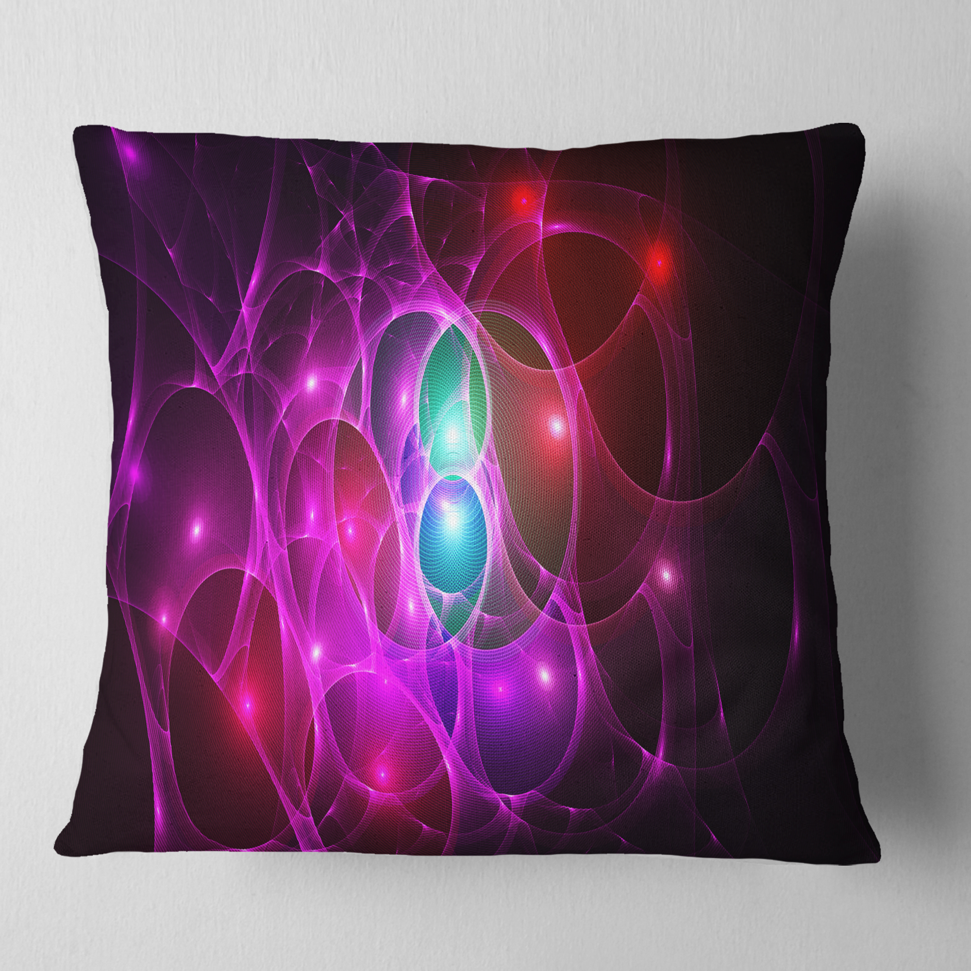 Designart Pink Glowing Bubbles Time - Abstract Throw Pillow - 18x18