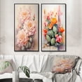 thumbnail image 1 of Designart "Pink Green Cactus love expression I" Cactus Framed Wall Art Set Of 2 - Pink Floral Frame Gallery Set For Office Decor, 1 of 7