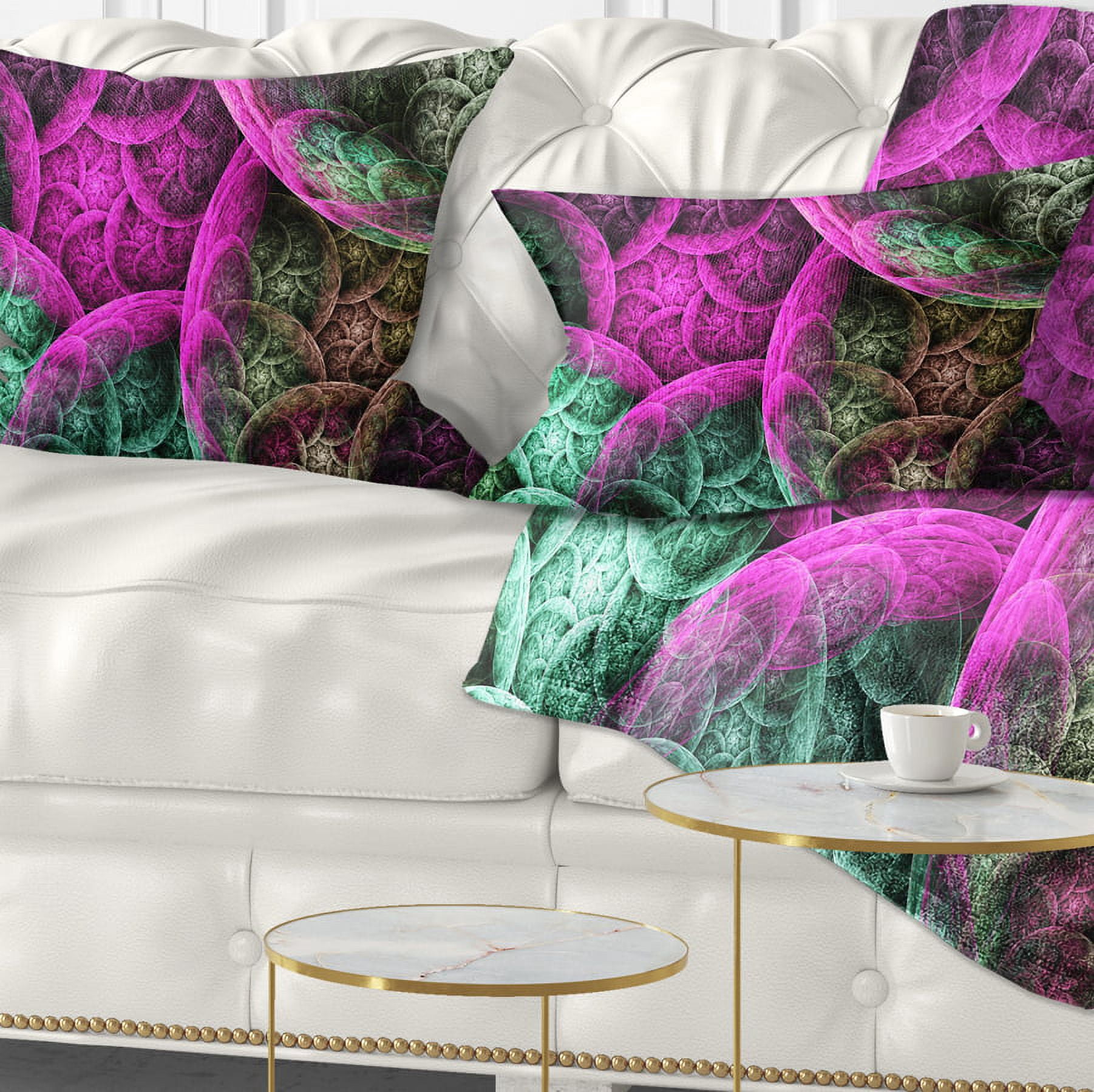 Designart Pink Green Dramatic Clouds - Abstract Throw Pillow - 12x20