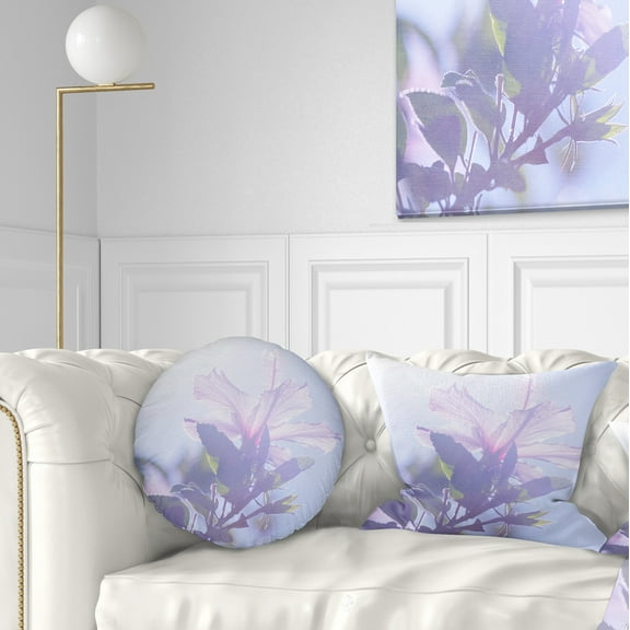 Designart Pink Hibiscus Flower in Hawaii - Flower Throw Pillow - 12x20