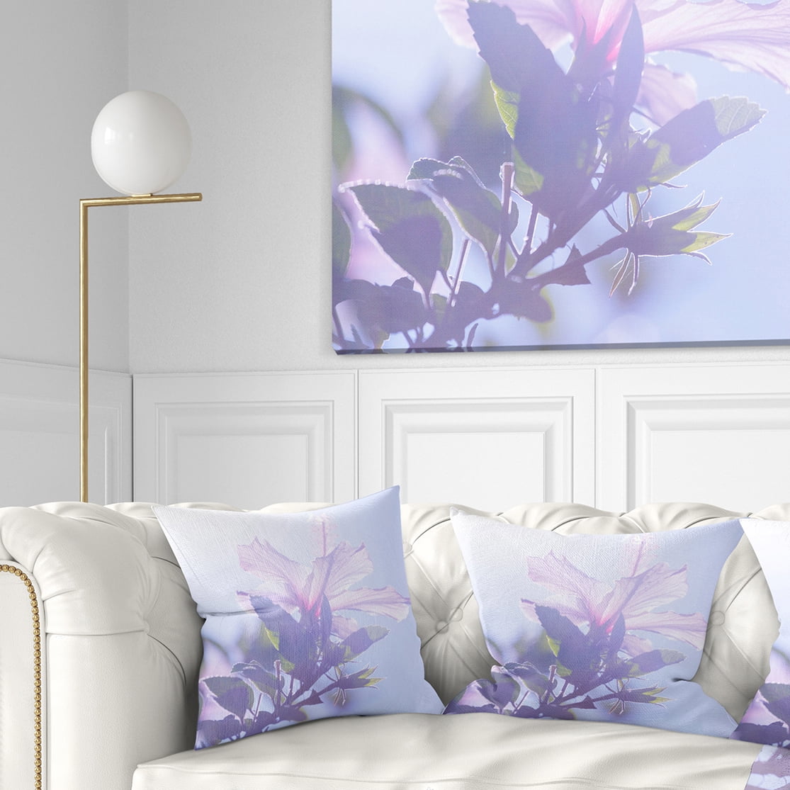 Designart Pink Hibiscus Flower in Hawaii - Flower Throw Pillow - 18x18