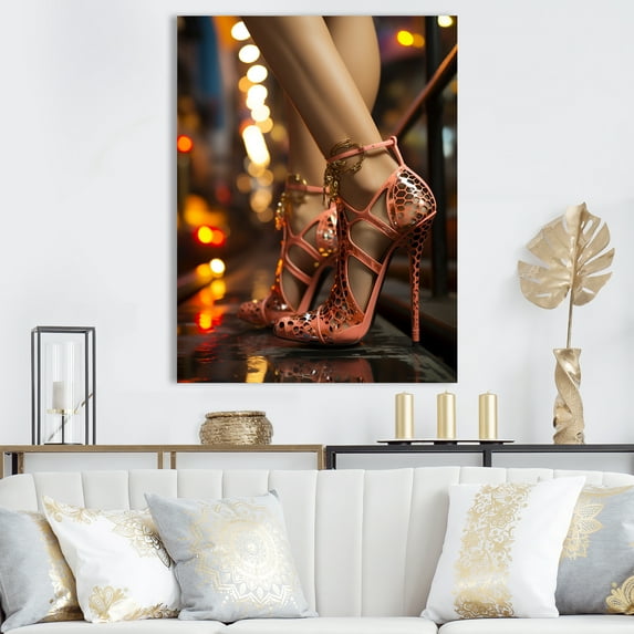 Designart "Pink High Heels Glamour" Fashion Woman Wall Decor