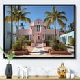 thumbnail image 1 of Designart "Pink House in Miami IV" Beachhouse Floater Framed Canvas Print, 1 of 7