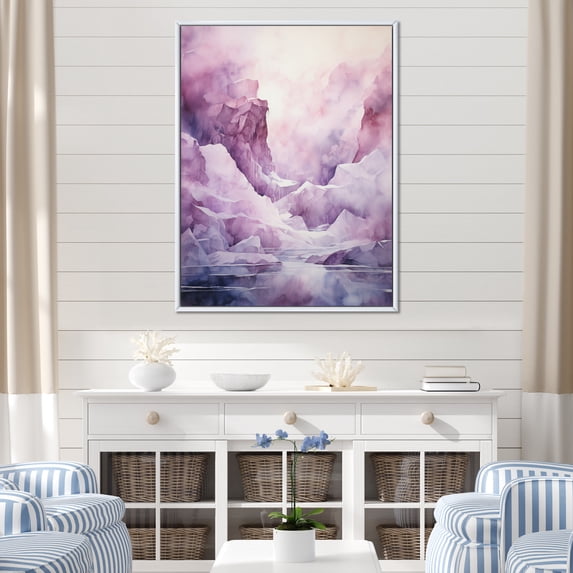 Designart "Pink Iceberg Polar Euphony I" Nautical & Beach Floater Framed Wall Art Living Room