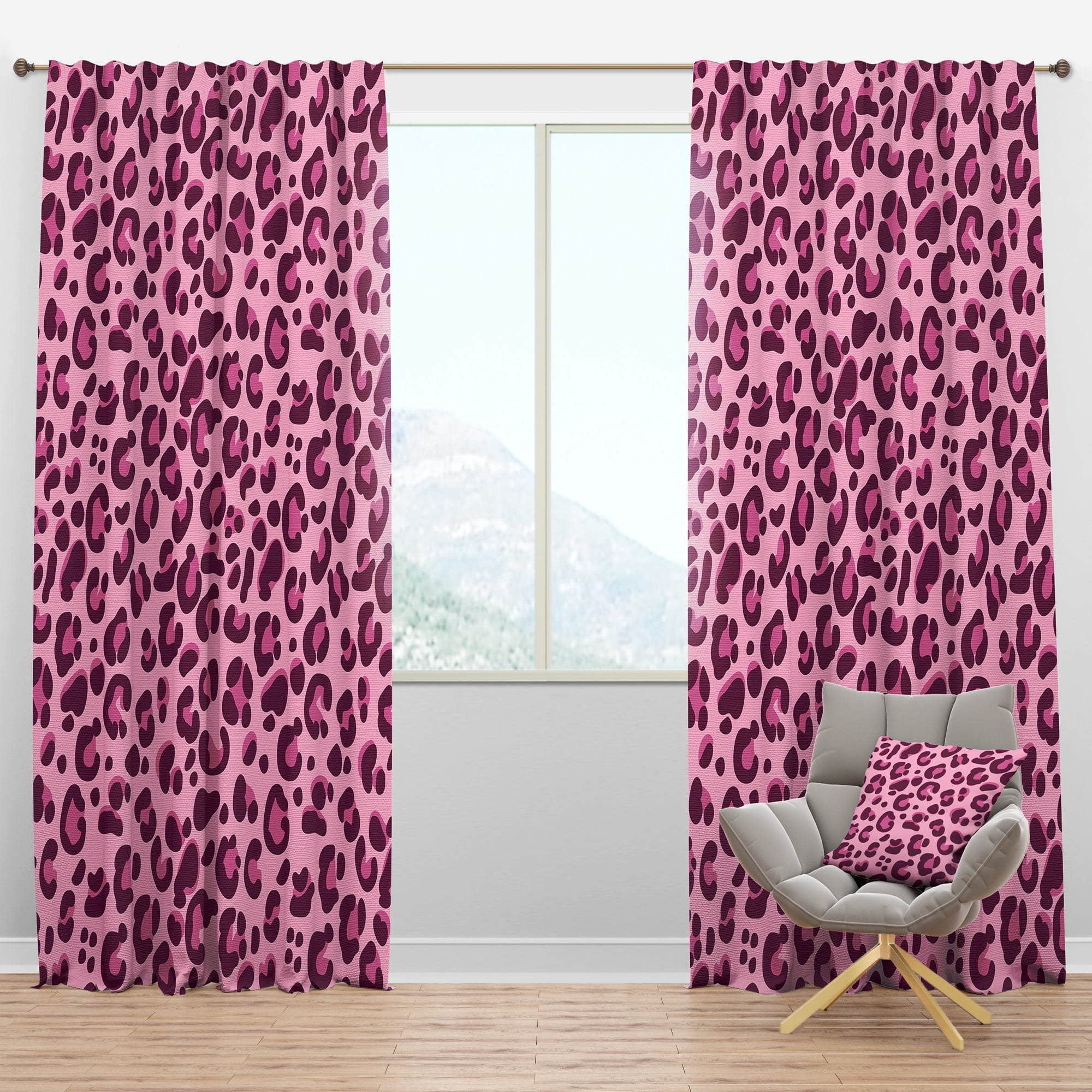 Designart 'Pink Leopard Pattern Retro' Mid-Century Modern Blackout Curtain Panel