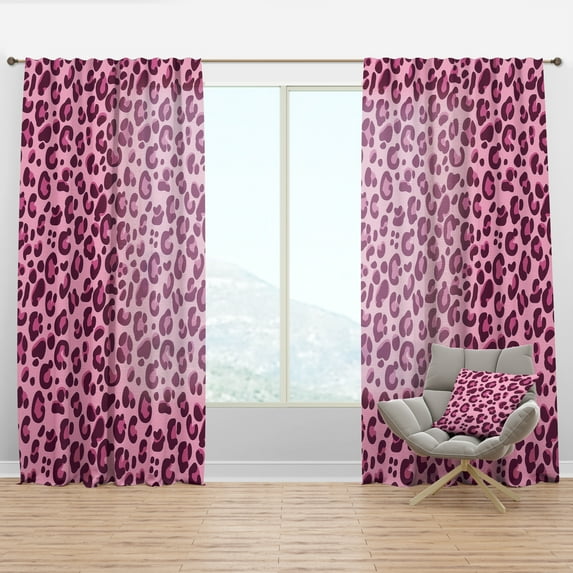 Designart 'Pink Leopard Pattern Retro' Mid-Century Modern Curtain Panel