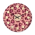 thumbnail image 1 of Designart 'Pink Leopard Pattern Retro' Mid-Century Modern Wood Wall Clock, 1 of 5