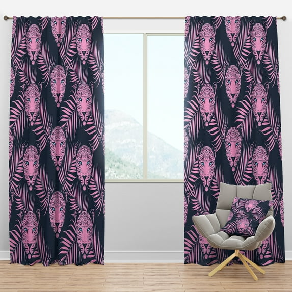 Designart 'Pink Leopard' Tropical Blackout Curtain Panel