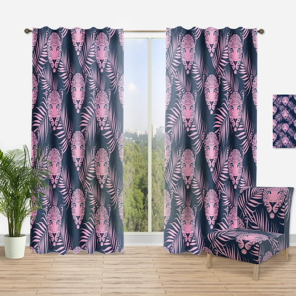 Designart 'Pink Leopard' Tropical Curtain Panel