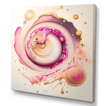 Designart Pink Liquid Swirl Canvas Wall Art