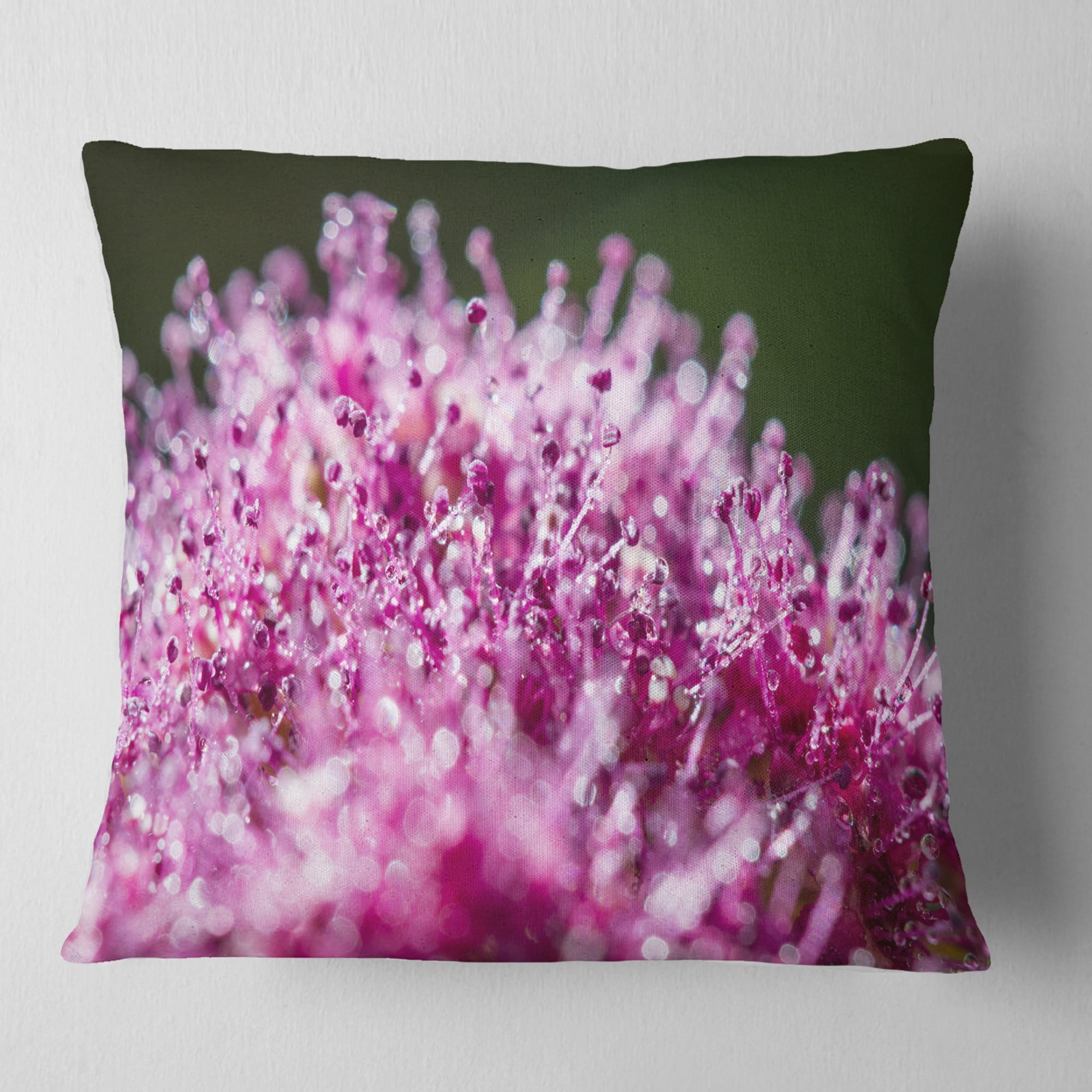 Designart Pink Little Flowers Close up View - Floral Throw Pillow - 16x16