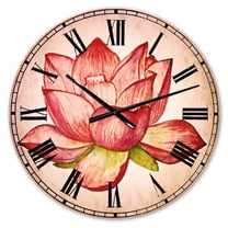 Designart 'Pink Lotus Watercolor Illustration' Traditional wall clock