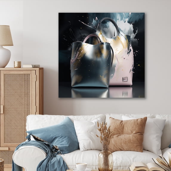 Designart "Luxury Handbags Pink I" Fashion Metal Wall Art Prints