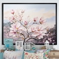 thumbnail image 1 of Designart "Pink Magnolias In Full Bloom II" Flowers Floater Framed Canvas Art Print, 1 of 5