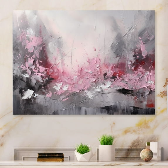 Designart "Pink Marble s Evolving Forms V" Modern Geometric Metal Wall Art Prints