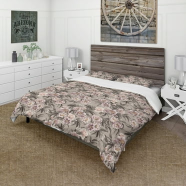 Designart 'Pink Pansies and Peonies' Floral Duvet Cover Set