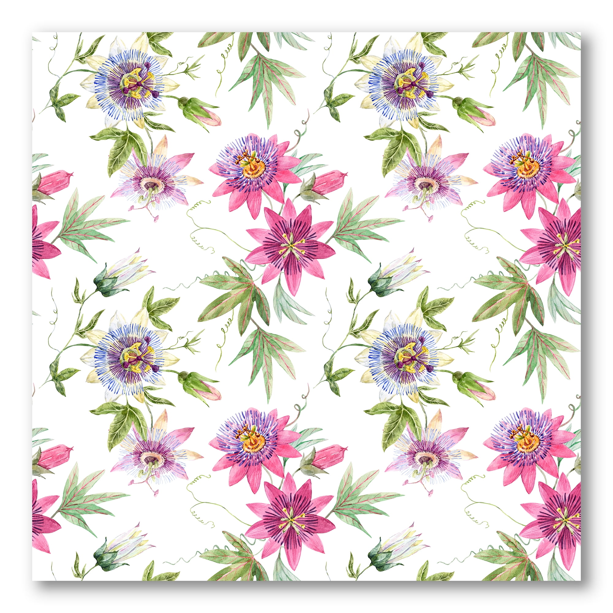 Designart ' Pink Passionflower Flowers and Petals ' Traditional Canvas Wall Art Print