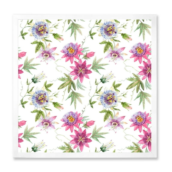 Designart 'Pink Passionflower Flowers and Petals' Traditional Framed Art Print