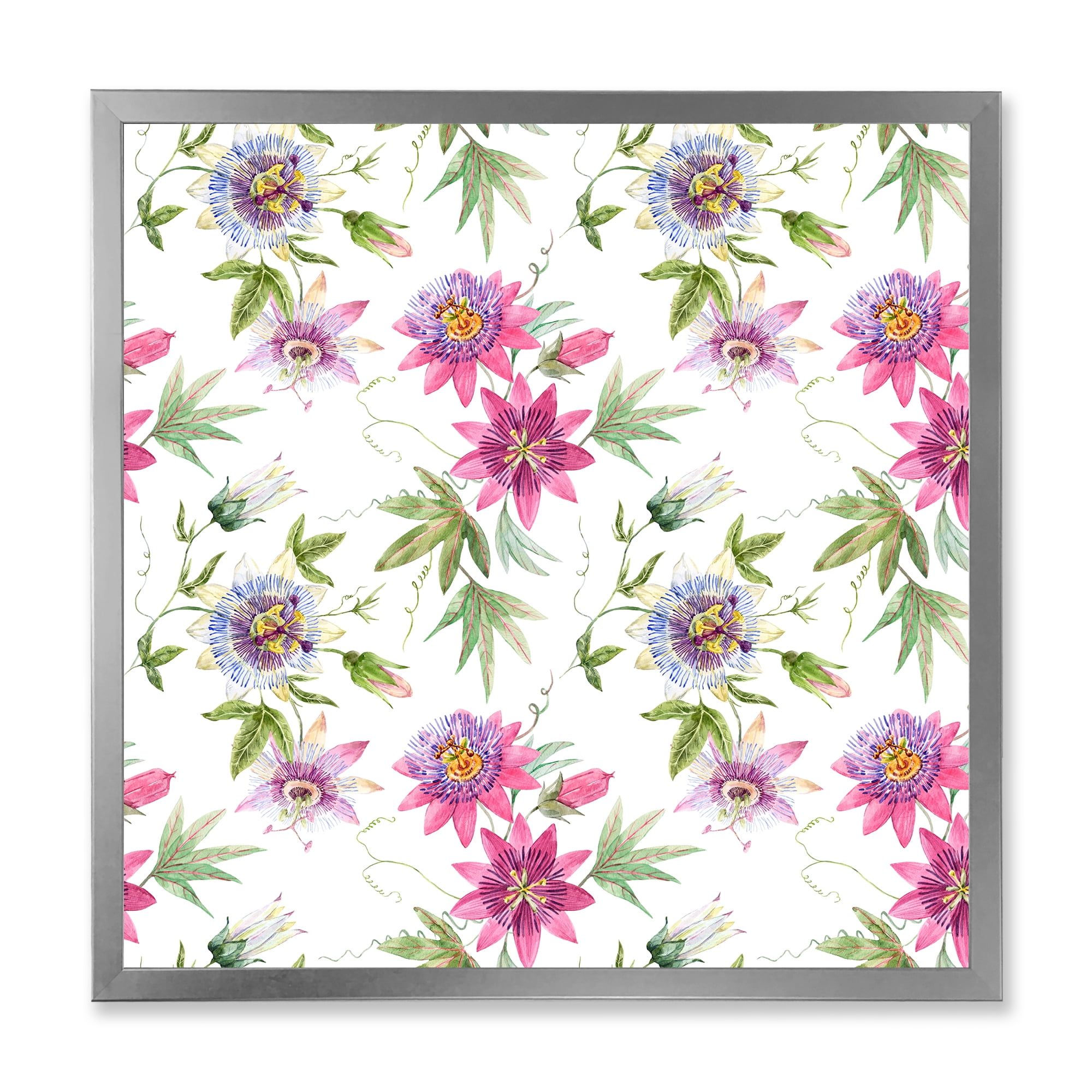 Designart 'Pink Passionflower Flowers and Petals' Traditional Framed Art Print